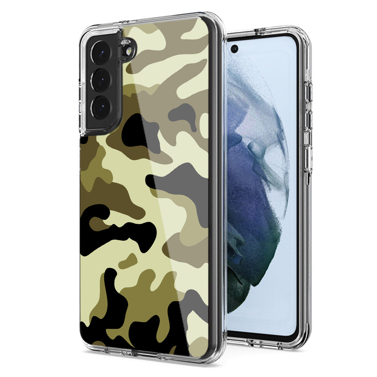 Camouflage Dual Layer Hybrid Hard Plastic and Soft TPU Rubber Case Cover for  SAMSUNG GALAXY S21 FE In Green